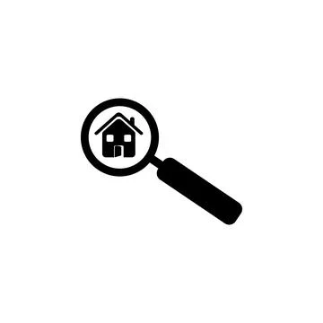House in a magnifier icon. Elements of real estate transactions icon for concept Illustrazione stock