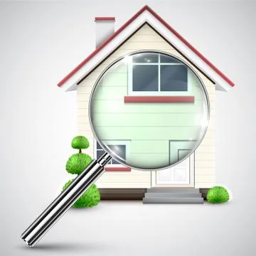House with a magnifier, vector. Stock Illustration