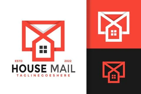 House Mail Logo Design Vector Illustration Template Stockillustratie
