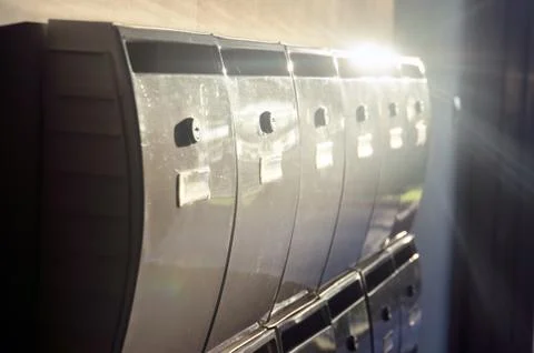 House mailboxes in a row Stock Photos