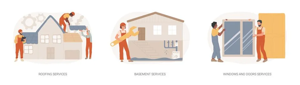 House maintenance isolated concept vector illustration set. Stock Illustration