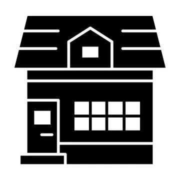 House with mansard window solid icon. Small cottage with attic vector 스톡 일러스트