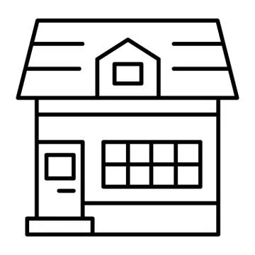 House with mansard window thin line icon. Small cottage with attic vector 스톡 일러스트