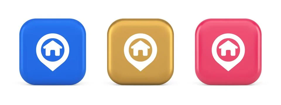 House map pin location button navigation panel web app GPS network pointer 3d Stock Illustration