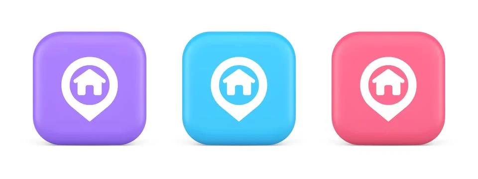 House map pin location button navigation panel web app GPS network pointer .. Stockillustratie