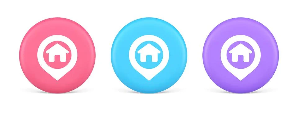House map pin location button navigation panel web app GPS network pointer 3d Stock Illustration