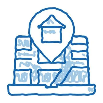 House Marker Location On Map doodle icon hand drawn illustration Stock Illustration