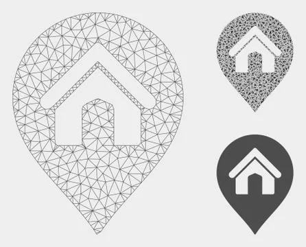 House Marker Vector Mesh 2D Model and Triangle Mosaic Icon Illustrazione stock