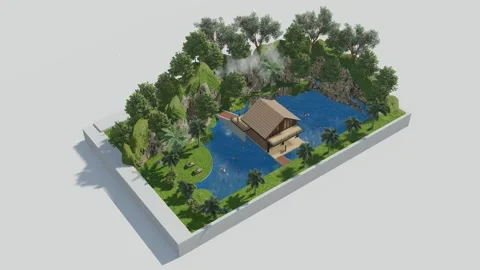 House in the middle of the lake Stock Footage 246899071