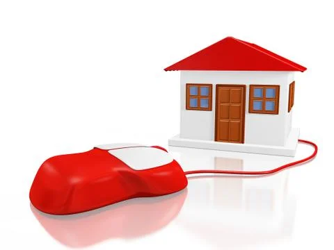 House Model and Computer Mouse Illustrazione stock