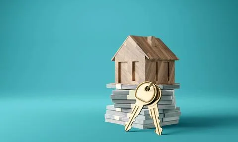 House model and key ,concept saving money for buying a house, investment mo.. Stock Illustration