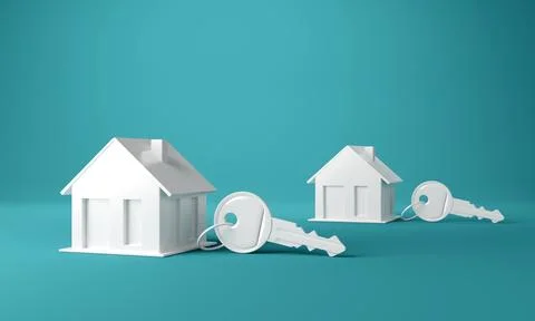 House model and key ,concept saving money for buying a house, investment mo.. Stock Illustration