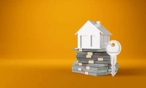 House model and key ,concept saving money for buying a house, investment mo.. Stock Illustration