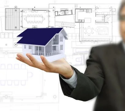 House model and plan on touch screen Stock Illustration