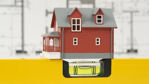 House model on construction drawings 스톡 사진