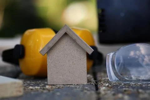 House model construction saw Stock Photos