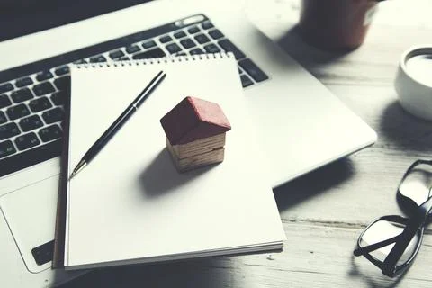 House model on keyboard Stock Photos