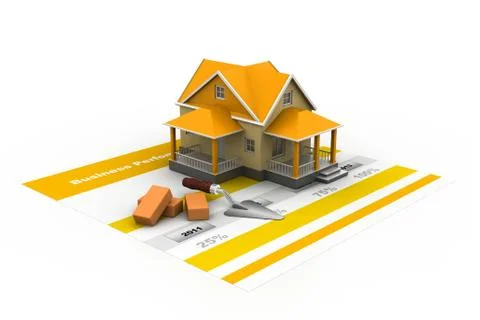 House model on a plan. Stock Illustration