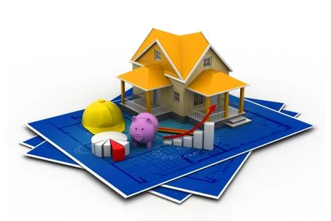 House model on a plan Stock Illustration