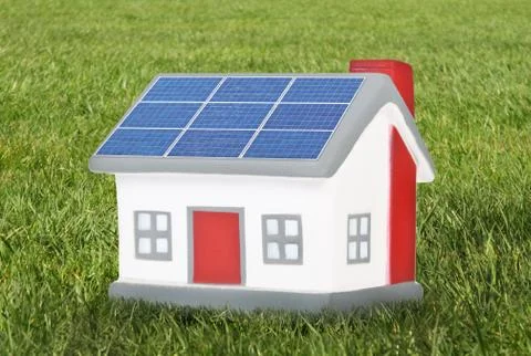 House model plastic with solar panels Stock Illustration