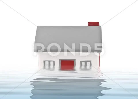 House model plastic submerged under water Stock Illustration