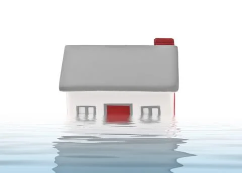 House model plastic submerged under water Stock Illustration