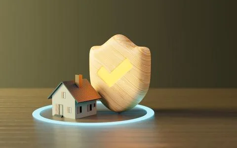 House model with Shield protect icon, Family Protection and Home insurance .. Stock Illustration