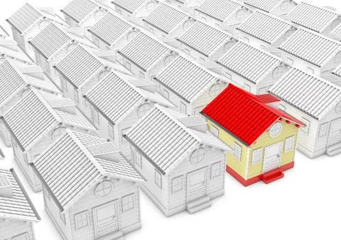 House models with one standing out isolated on white background Stock Illustration