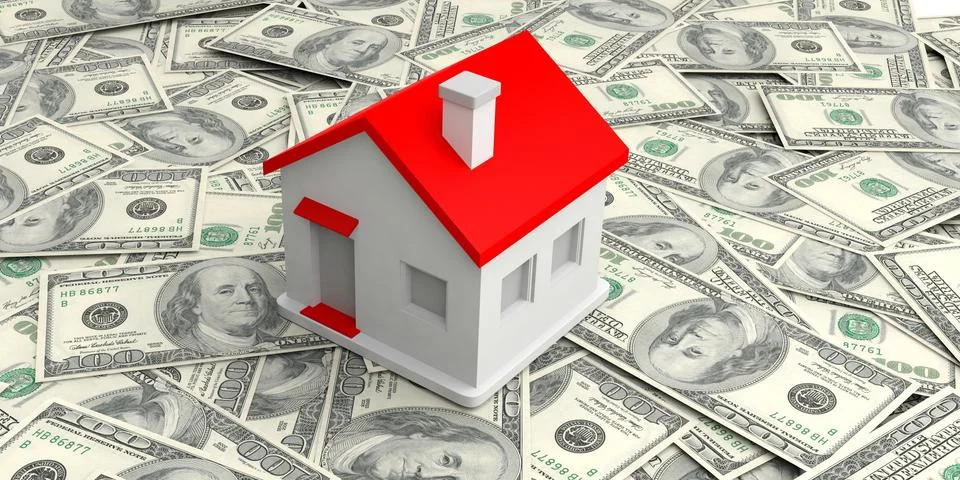House Money dollar 100 stack all background Stock Illustration