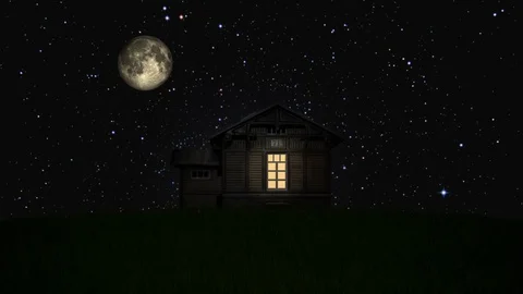 House with the Moon above Stock Footage 95222389