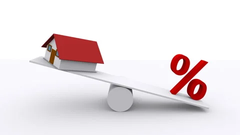 House Mortgage Loan teeter in a 3D animation Stock Footage 252000371