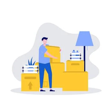 House moving and relocation services vector illustration concept with chara.. Stock Illustration