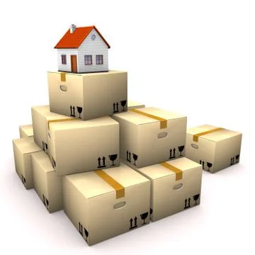 House moving boxes Stock Illustration
