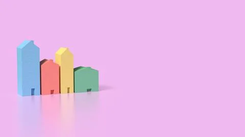 The House Multi color for property concept 3d Rendering. Ilustración de archivo