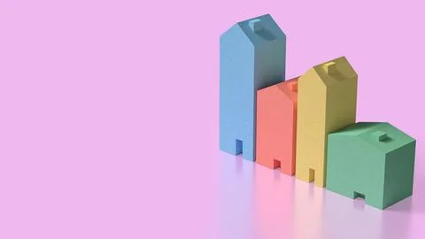 The House Multi color for property concept 3d Rendering. Ilustración de archivo