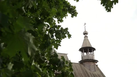 House-museum of Alexander Pushkin. Manor. Jld wooden church 62-2 Stock Footage 149697724
