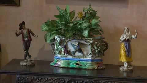 House Museum of Antonio Machado Interior with Ceramic Planter Stock Footage 345767038
