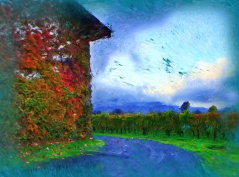 The House in Napa Valley Stock Illustration