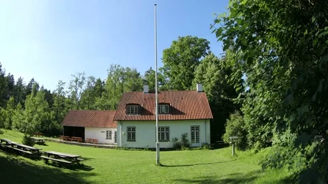 House in the nature in Denmark Stock Footage 164616609