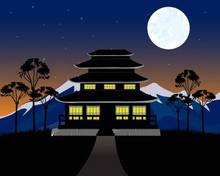 House on nature Illustrazione stock