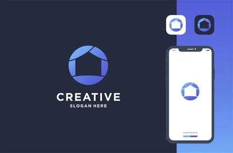 House negative space logo design business brand inspiration Stock Illustration