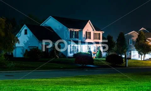 House at night, in shrewsbury, pennsylvania. Stock Photos