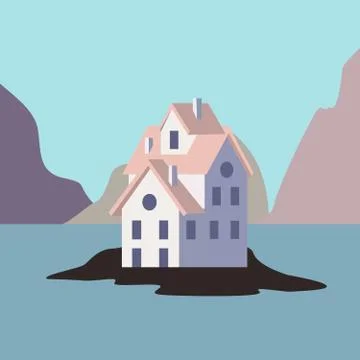 House by the ocean. Illustrazione stock