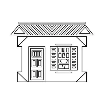 House with one window icon, outline style Stock Illustration