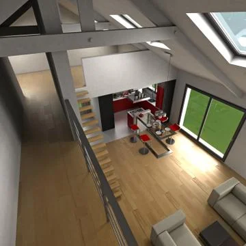 House with open plan kitchen Stock Illustration