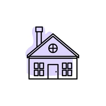 House outline with color shadow vector icon in building set Stock Illustration