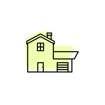 House outline with color shadow vector icon in building set Stock Illustration
