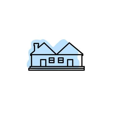 House outline with color shadow vector icon in building set Stock Illustration