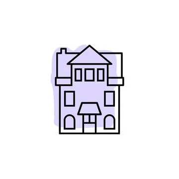 House outline with color shadow vector icon in building set Stock Illustration