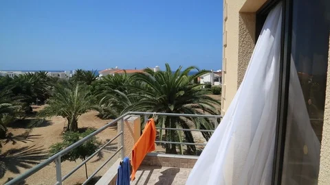 House overlooking palm trees Video stock 92741076